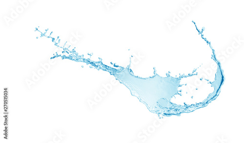 Plusk wody, plusk wody na białym tle, plusk niebieskiej wody,