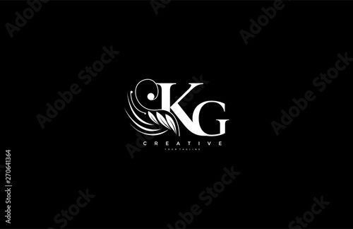 Initial KG letter luxury beauty flourishes ornament monogram logo