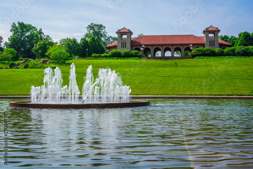 The World's Fair Pavilion on a early summer morning. Designed by English architect Henry Wright, located in Forest Park, Saint Louis, Missouri.