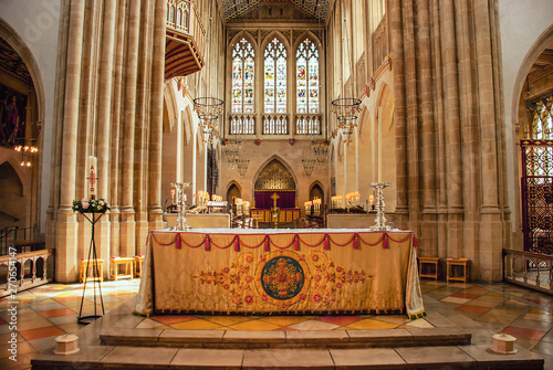 The altar in the St Edmundsbury Cathedral in Bury St Edmunds, Suffolk, UK