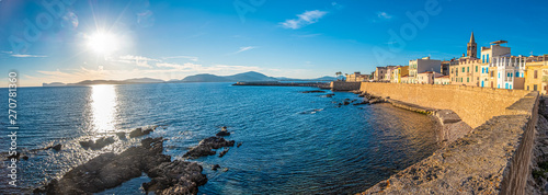 Gorgeous sea font and ramparts, Alghero (L'Alguer), province of Sassari , Sardinia, Italy. Famous for the beauty of its coast and beaches and its historical city center.