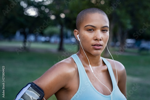 Strong sweating woman after fitness