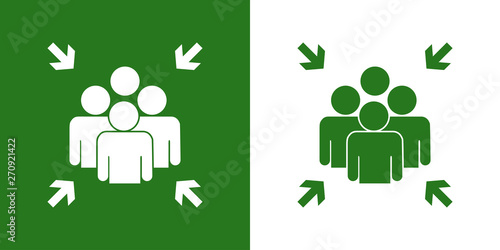 Icono plano punto de reunión en verde y blanco