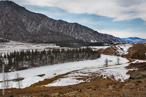 Russia. The South Of Western Siberia. Early spring in the Altai mountains, the Katun' river.