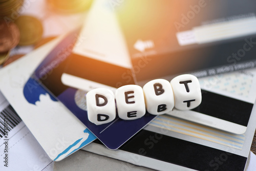 Debt credit card / Increased liabilities from exemption debt consolidation concept of financial crisis