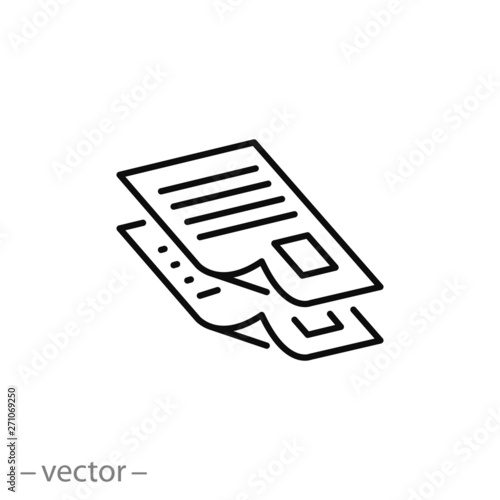 copy icon, duplicate documents, paper symbol on white background - editable stroke vector illustration eps10