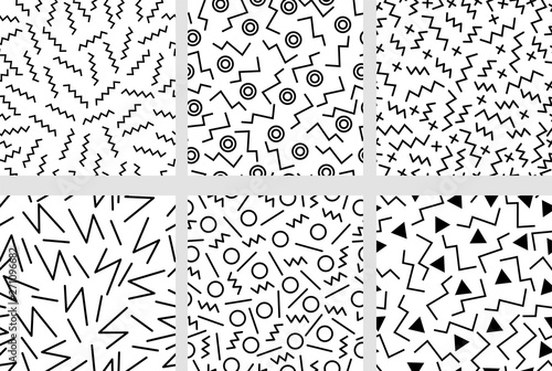 Set of minimalistic neo memphis patterns.