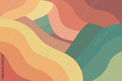 Modern colorful wavy retro background. Geometric shapes. Abstract design. 