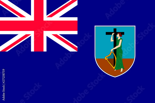 Flag of Montserrat Island in Caribbean sea. Patriotic country symbol with official colors. Flag of Caribbean dependent territory. National identity vector illustration in flat style.