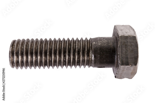 Steel bolt on a white background