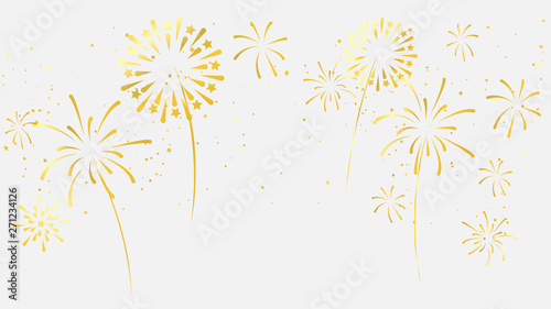 Celebration background template with fireworks gold ribbons. luxury greeting rich card.