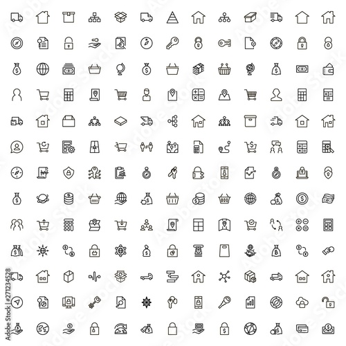 Real estate line icon set.