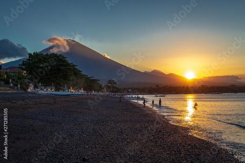 Gunung Agung from Amed Beach at sunset