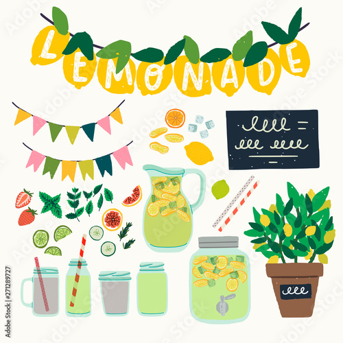 Set of lemonade party clip art