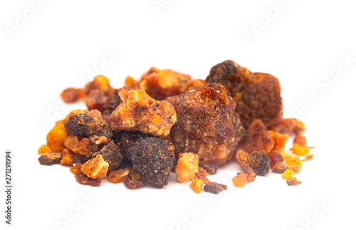 Pile of Sweet Myrrh Opoponax Isolated on a White Background