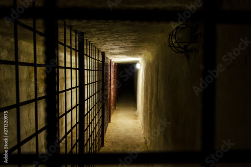 The dark prison corridor leads to the prison firing yard of the most dreadful prison in Russia
