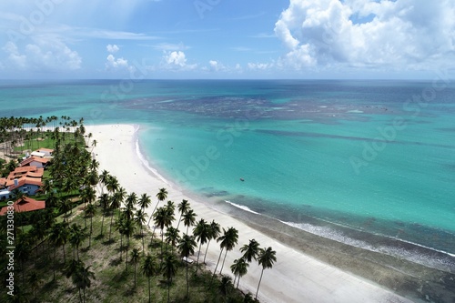 Paradisiac beach with crystal water. Brazillian Caribbean. Carneiro's Beach, Pernambuco, Brazil. Travel destination. Vacation travel.