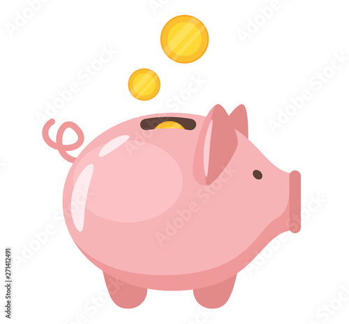 Piggy bank flat vector illustration