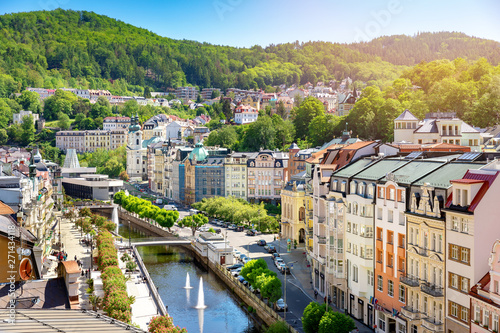 aerial view to karlovy vary city czech republic