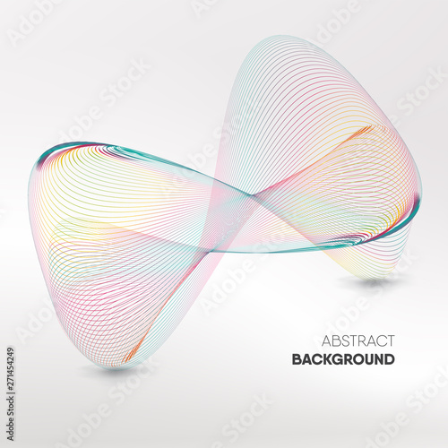 Abstract colorful infinity wave mesh 3D look on white background with space for text vector illustration