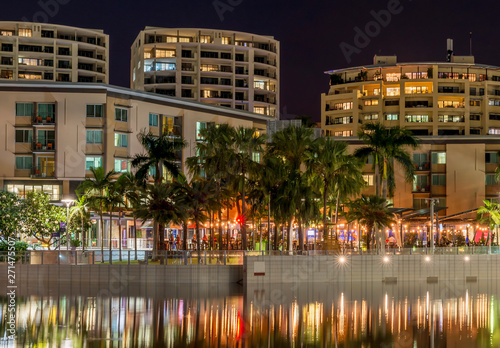The beautiful Waterfront of Darwin, Australia, seen with the reflection in the water in the evening light