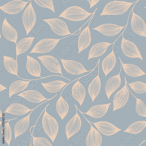 Wrapping tea leaves organic seamless pattern vector. Trendy tea plant bush brown leaves floral fabric ornament print.