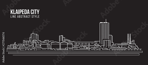Cityscape Building Line art Vector Illustration design - Klaipeda city