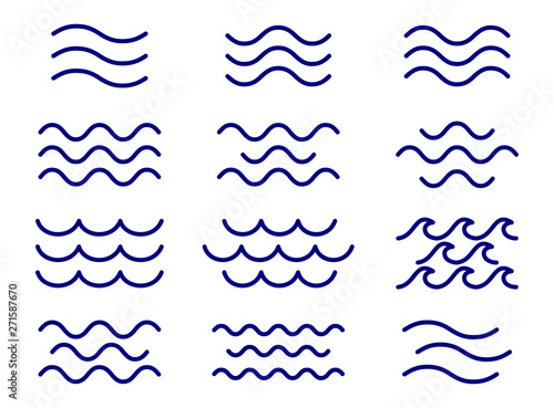 Set of thin line waves vector, collection