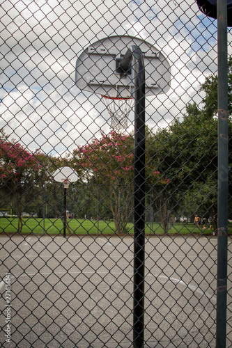 Basketball court on sunny day