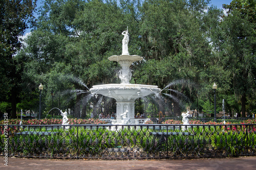 White fountain in Forsyth Park
