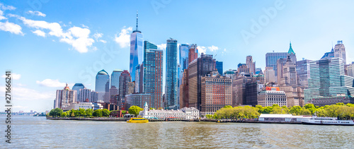 Skyline panorama of downtown Financial District and the Lower Manhattan in New York City, USA