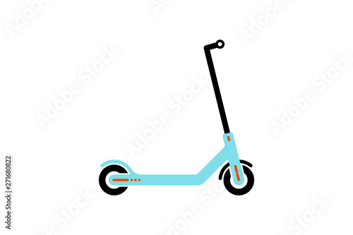 Vector electric light blue scooter icon modern flat design on white background