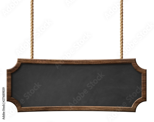 Decorative blackboard with dark wooden frame and oblong shape