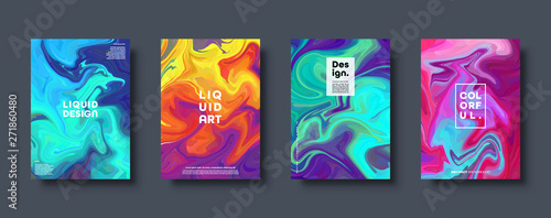 Colorful abstract geometric background. Liquid dynamic gradient waves. Fluid marble texture. Modern covers set. Eps10 vector.