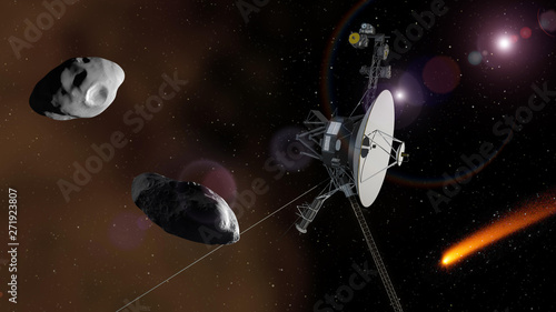 Voyager is flying to the end of solar system. Elements of this image furnished by NASA.