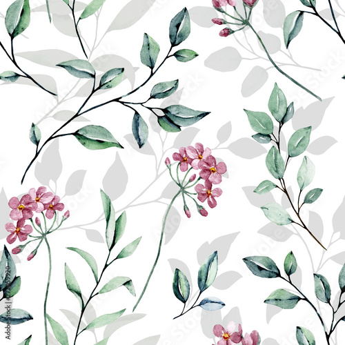 Seamless pattern, floral hand drawing watercolor repeat background. Perfectly for wallpaper, fabric, texture and other printing. 