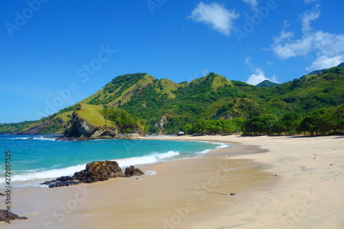 Paradise lagoon of of Koka beach, an exotic two beaches coastline in East Indonesian Flores island