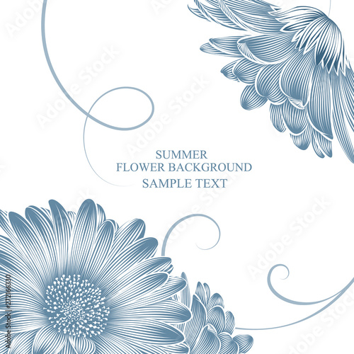 Summer background and frame with gerbera flowers.
