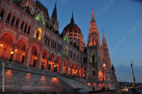 Night view of National Assembly in Budapest, Hungary.