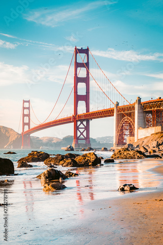 Golden Gate Bridge at sunset, San Francisco, California, USA