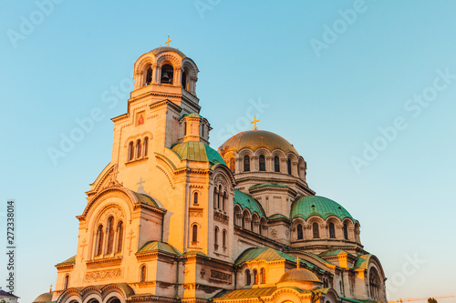 alexander nevsky cathedral in sofia bulgaria during sunset