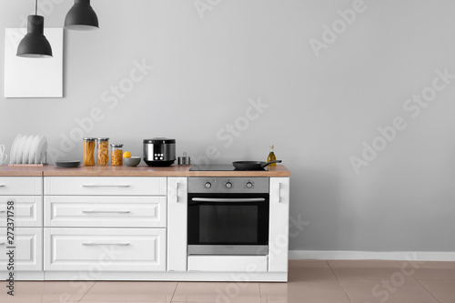 Interior of kitchen with modern oven