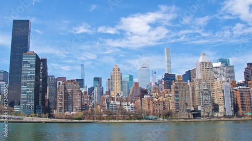 View of Mid-town of Manhattan from Roosevelt Island in New York