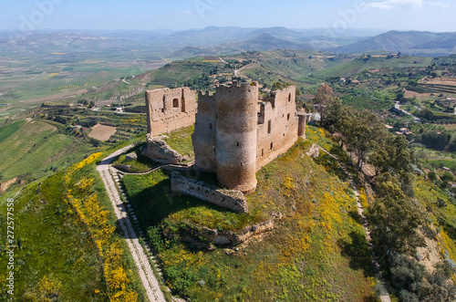 Sicilian castles. Mazzarino Medieval Castle. Aerial view