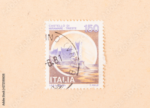 ITALY - CIRCA 1980: A stamp printed in Italy shows Castello di Miramare, circa 1980