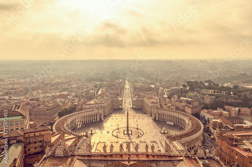 Aerial view of St Peter's square in Vatican, Rome Italy