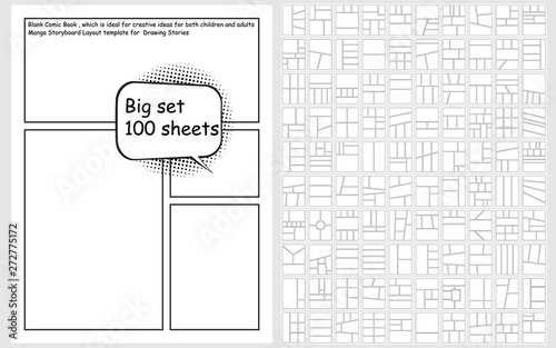 Vector Blank Comic Book set for Creating Stories 100 designs