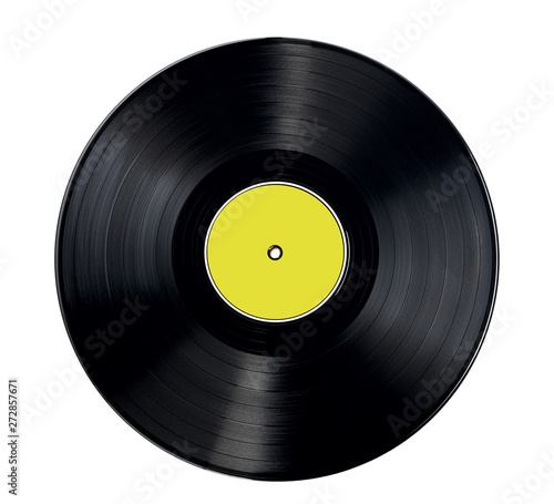 vinyl disc with yellow central label