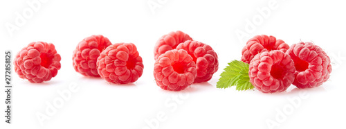 Ripe raspberry on white background