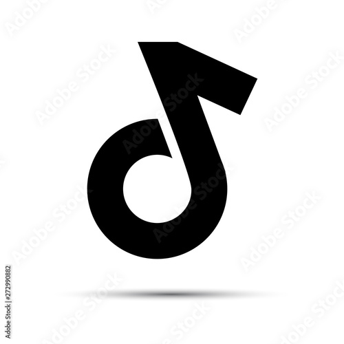 Music note. Icon Flat. Logo or emblem for musical dance social media application. Vector illustration.